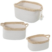 Lot de paniers Alexandra House Living Blanc osier Rotin Fibre naturelle 35 x 21 x 21 cm 3 Pièces