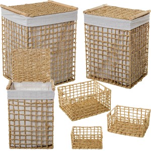 Korbsatz Alexandra House Living Braun Holz Rattan Naturfaser 43 x 56 x 36 cm 6 Stücke