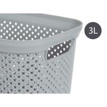 Basket Grey Plastic 3 L 16,5 x 12,5 x 23 cm