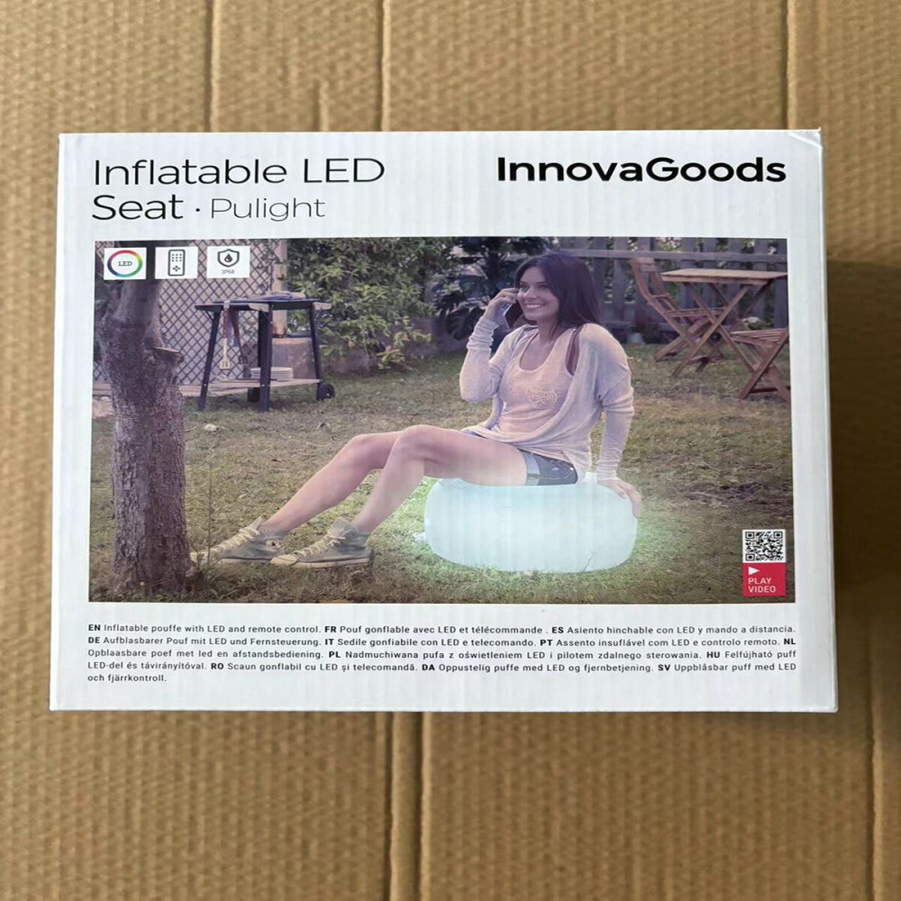 Aufblasbarer Hocker mit mehrfarbiger LED-Beleuchtung und Fernbedienung Pulight InnovaGoods