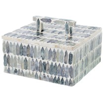 Decorative box Alexandra House Living Multicolour Rattan Mother of pearl 16 x 7 x 16 cm