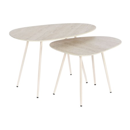 Jeu de 2 tables Home ESPRIT Blanc Beige Marron Clair 73 x 43 x 45 cm