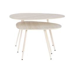 Jeu de 2 tables Home ESPRIT Blanc Beige Marron Clair 73 x 43 x 45 cm