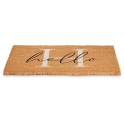 Doormat Hello White Natural 60 x 1 x 40 cm (12 Units)