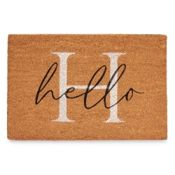 Doormat Hello White Natural 60 x 1 x 40 cm (12 Units)