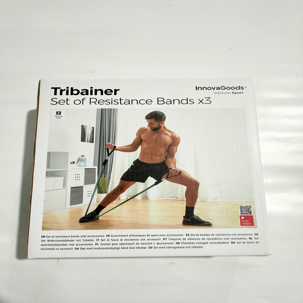 Set of Resistance Bands with Accessories and Exercise Guide Tribainer InnovaGoods 3 Units