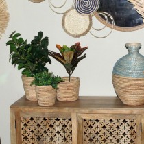 Set of Planters Alexandra House Living Brown Rattan Natural Fibre 3 Pieces