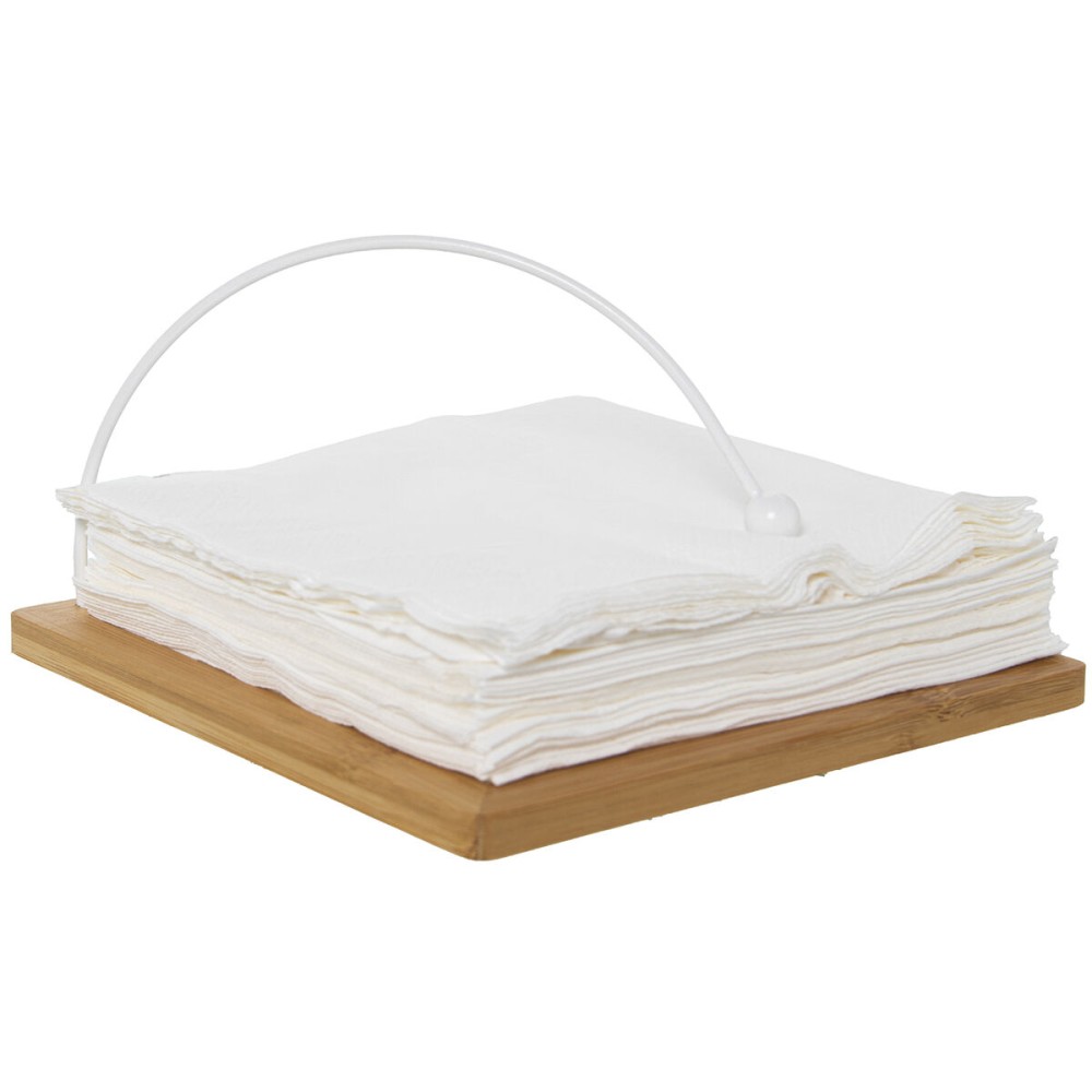 Rond de serviette de table Alexandra House Living Blanc Marron Bois Métal 18 x 9 x 18 cm