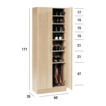 Shoe cupboard Alexandra House Living Light brown 59 x 171 x 35 cm 2 doors 7 Shelves