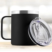 Thermal Cup with Lid Alexandra House Living Black Metal 350 ml