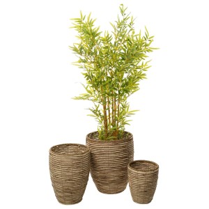 Set of Planters Romimex Natural Fibre 40 x 49 x 40 cm 3 Pieces