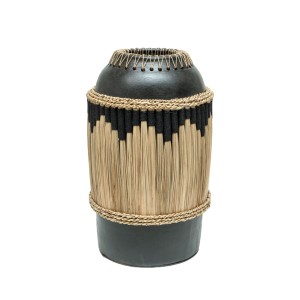 Vase Romimex Black Natural Ceramic Natural Fibre 27 x 40 x 27 cm