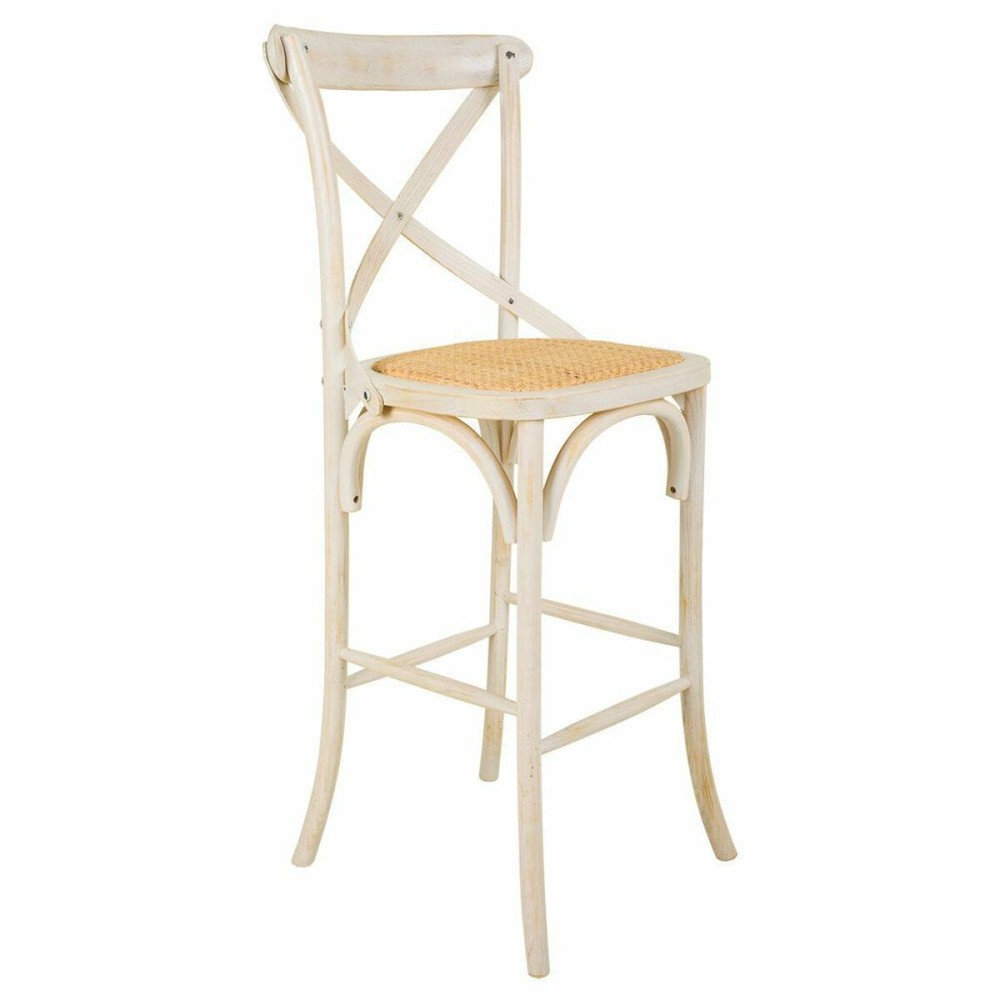 Stool Alexandra House Living White Rattan 53 x 116 x 45 cm