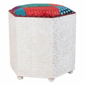 Stool Alexandra House Living White Mango wood 46 x 41 x 46 cm