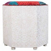 Stool Alexandra House Living White Mango wood 46 x 41 x 46 cm