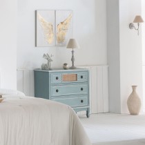 Chest of drawers Alexandra House Living Blue Rattan Fir wood MDF Wood 38 x 80 x 90 cm