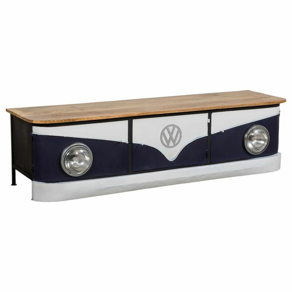 Sideboard Alexandra House Living White Natural Navy Blue Metal Mango wood 50 x 50 x 183 cm