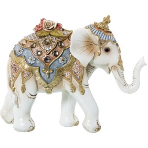 Decorative Figure Alexandra House Living White Golden Plastic Elephant 12 x 21 x 27 cm