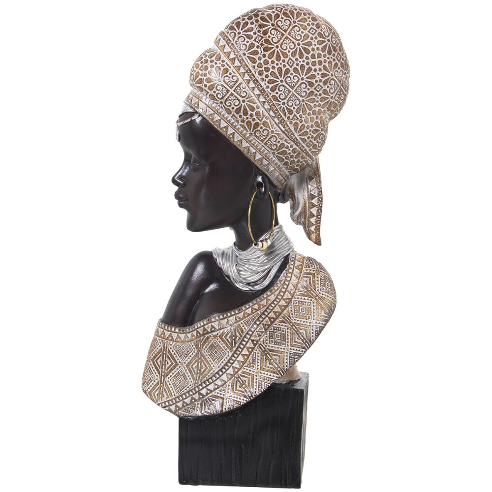 Bust Alexandra House Living Black Golden Plastic African Woman 11 x 19 x 40 cm