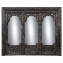 Wall mirror Alexandra House Living Black Mango wood 12 x 150 x 183 cm