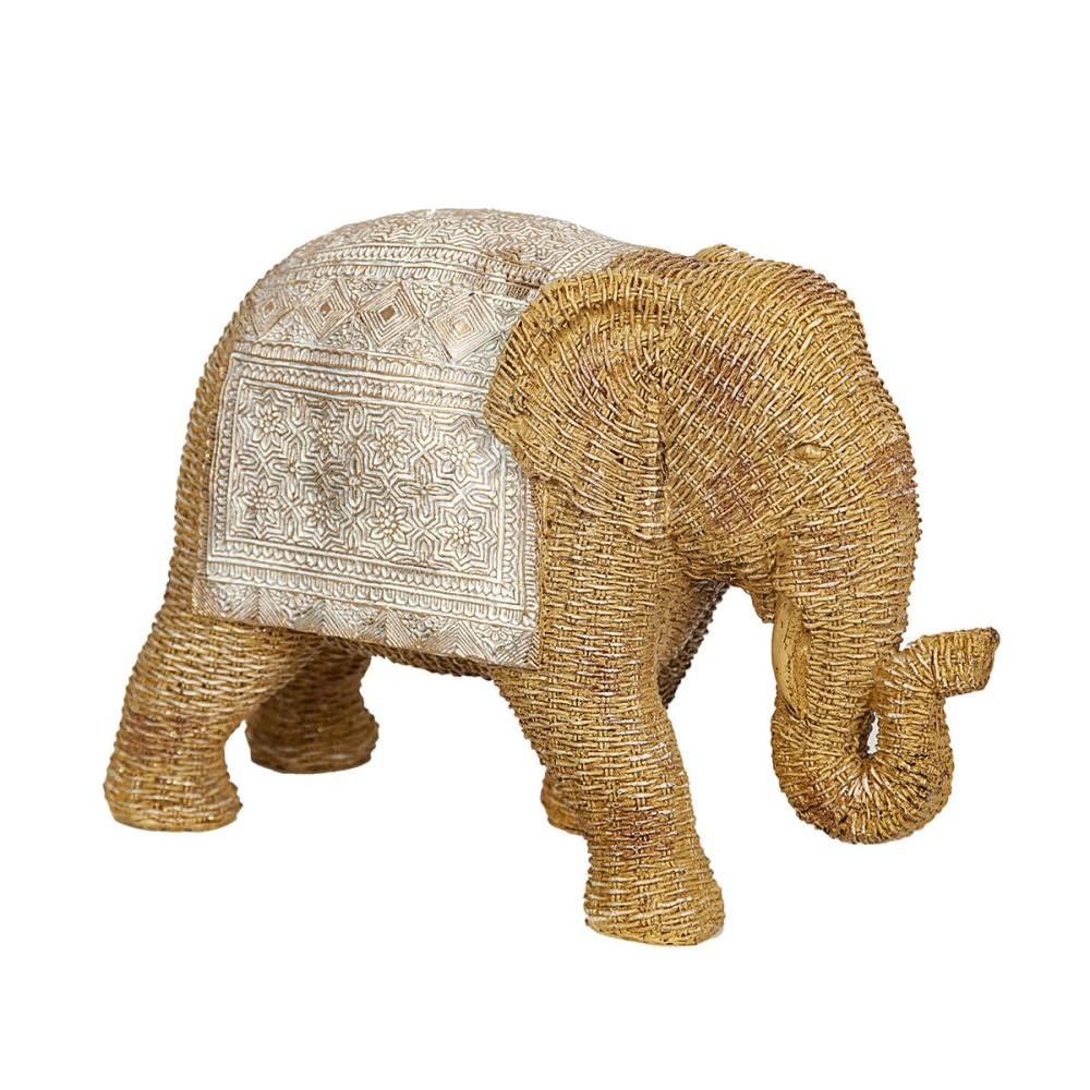 Figurine Décorative Romimex Beige Rotin Polyrésine Eléphant 29 x 20 x 12 cm