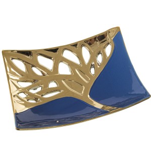 Centerpiece Alexandra House Living Blue Golden 28 x 22 x 6 cm