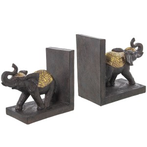 Bookend Alexandra House Living Brown Acrylic Plastic Melamin Elephant 36 x 15 x 10 cm 2 Pieces