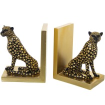 Bogstøtte Alexandra House Living Gold Acryl Kunststoff Melamine Leopard 15 x 19 x 10 cm 2 Stücke