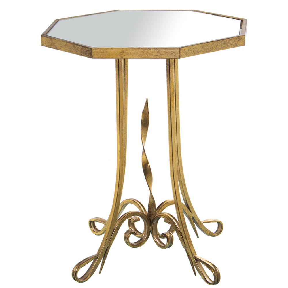 Side table Alexandra House Living Transparent Golden 48 x 60 x 48 cm