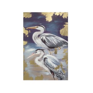 Painting Romimex Blue Golden Canvas Heron 80 x 120 x 4 cm