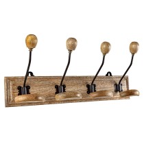 Wall mounted coat hanger Romimex Natural Wood Metal 48 x 22 x 12 cm