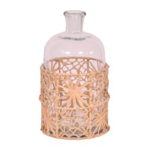 Bottle Romimex Brown Transparent Raffia Glass 14 x 26 x 14 cm