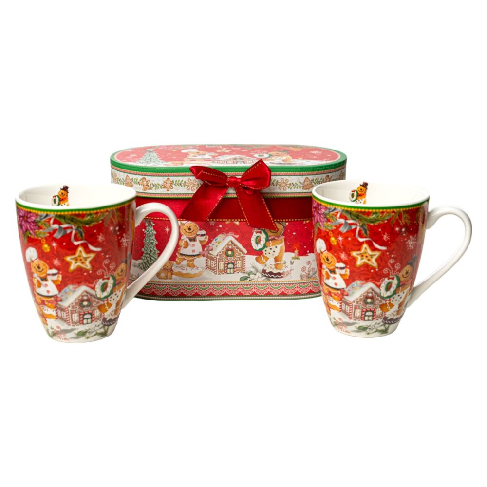 Set of Mugs Romimex Red Ceramic 2 Units