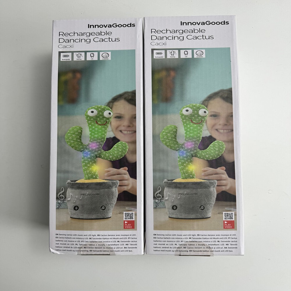 Rechargeable Dancing and Talking Cactus with Music and Multicoloured LED Cacxi InnovaGoods