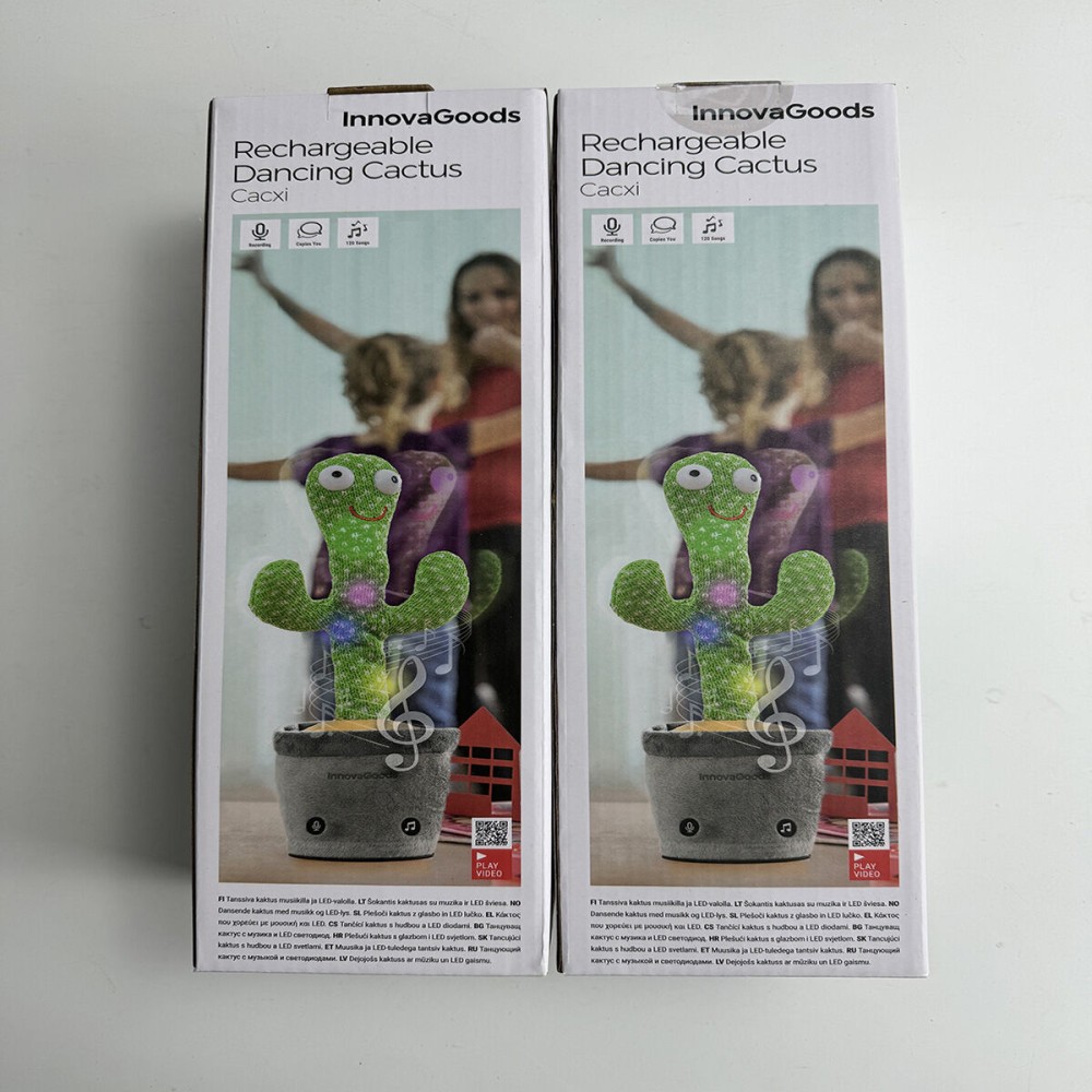 Rechargeable Dancing and Talking Cactus with Music and Multicoloured LED Cacxi InnovaGoods