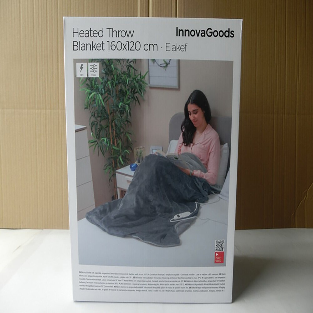 Electric Blanket Elakef InnovaGoods Grey 120 x 160 cm 160 W