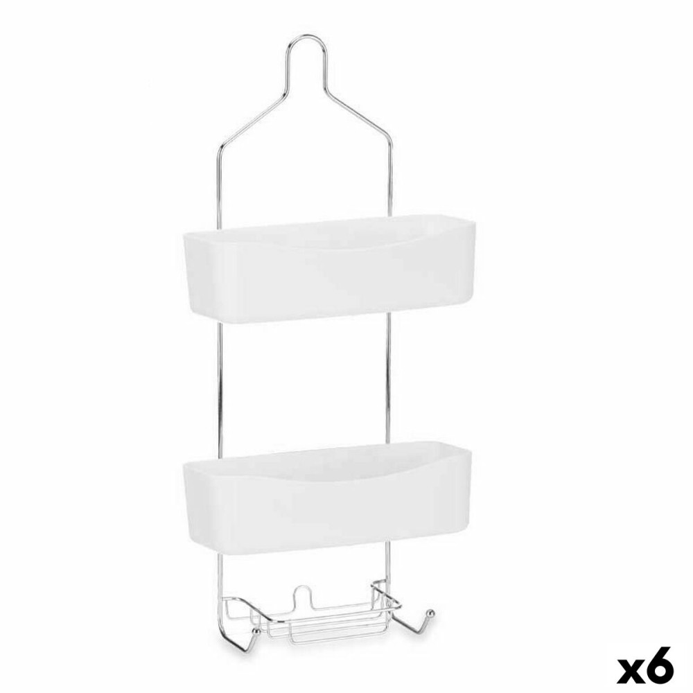 Rangement de douche 28 x 60 x 14 cm Métal Blanc Plastique (6 Unités)