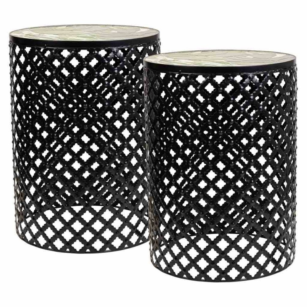 Flower Pot Stand Alexandra House Living Black Iron Tile 38 x 50 x 38 cm 2 Pieces