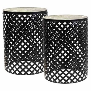 Flower Pot Stand Alexandra House Living Black Iron Tile 38 x 50 x 38 cm 2 Pieces