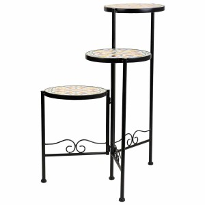 Flower Pot Stand Alexandra House Living Black Iron Tile 30 x 68 x 30 cm 3 Pieces