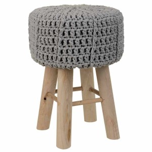 Stool Alexandra House Living Grey Bamboo Pinewood Sponge MDF Wood 32 x 44 x 32 cm