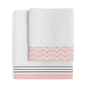 Ensemble de serviettes de toilette HappyFriday Blanc Blush Multicouleur 2 Pièces