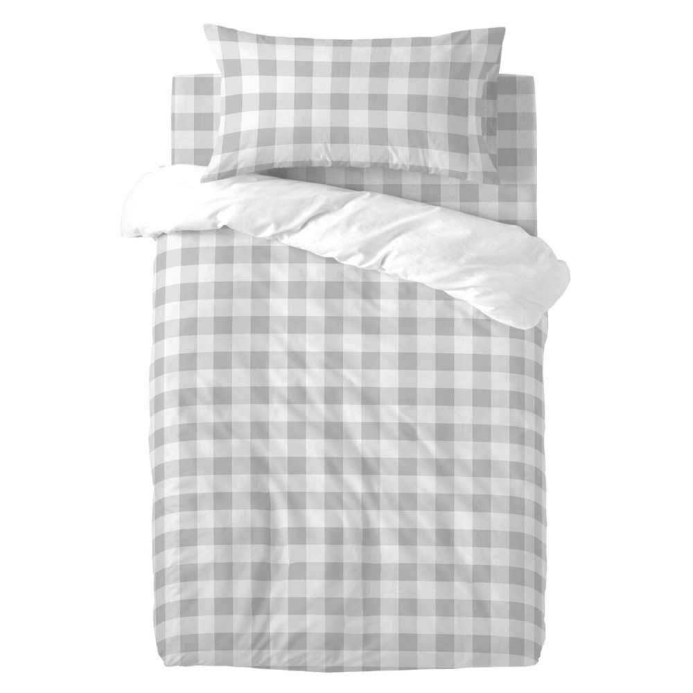 Duvet cover set HappyFriday Basic Kids Grey Baby Crib Gingham 2 Pieces