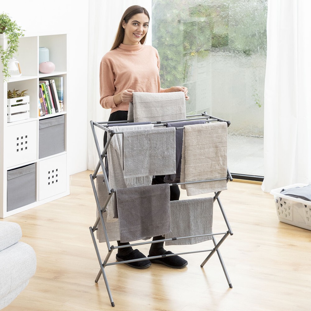 Séchoir à Linge Métallique Pliable et Extensible avec 3 Hauteurs Cloxy InnovaGoods 11 Barres