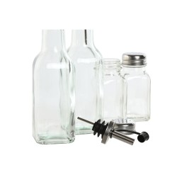 Condiment Set Home ESPRIT Transparent Metal Crystal 300 ml 22,5 x 6 x 23 cm