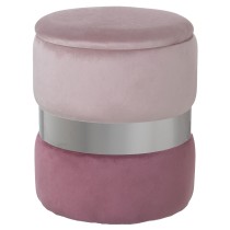 Pouffe Alexandra House Living Pink Silver Velvet Wood 7 x 43 x 37 cm