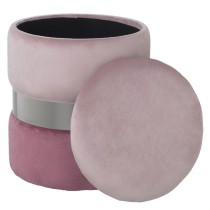 Pouffe Alexandra House Living Pink Silver Velvet Wood 7 x 43 x 37 cm