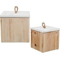 Set of decorative boxes Alexandra House Living White Brown Wood 2 Pieces