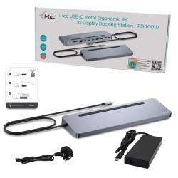 Hub USB-C i-Tec C31FLAT2PDPRO Argenté