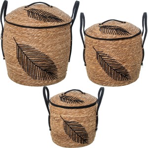 Korbsatz Alexandra House Living Braun Rattan Naturfaser 48 x 52,5 x 48 cm 3 Stücke